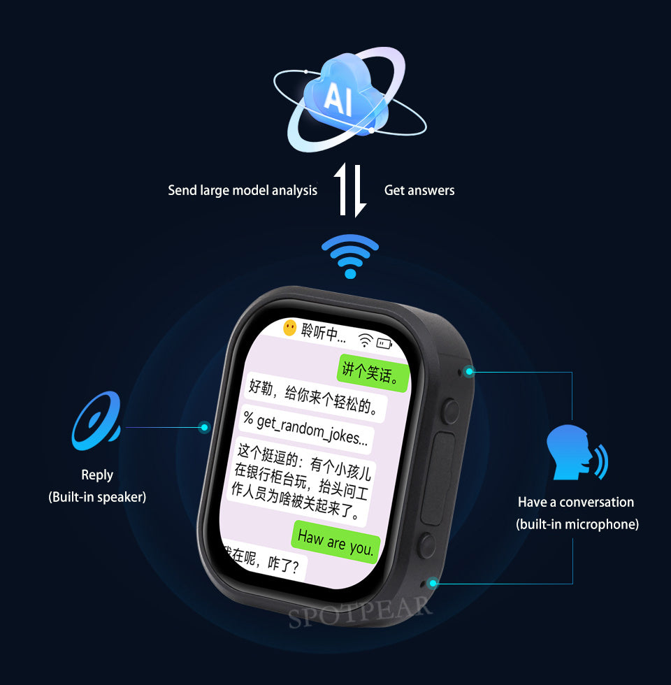 Smart device with AI capabilities on a dark background