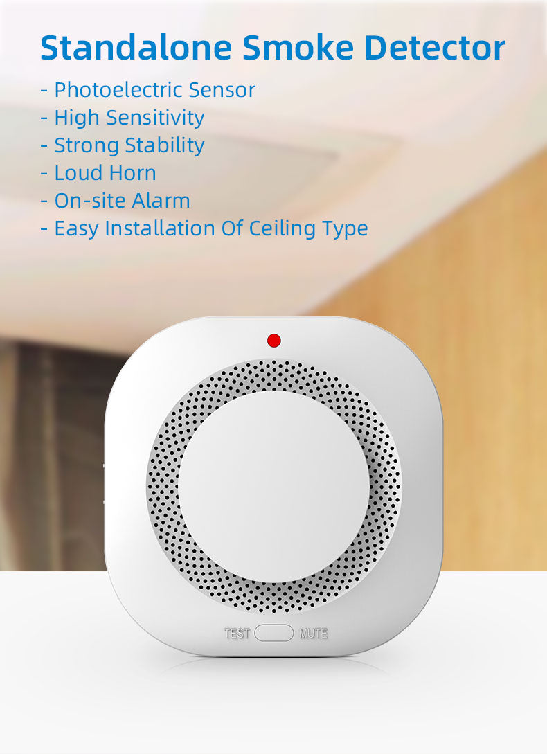 Independent Smoke Detector Sensor | Smart Fire Alarm for Home & Warehouse Security | Replaceable Battery Smoke Alarm Safety Device