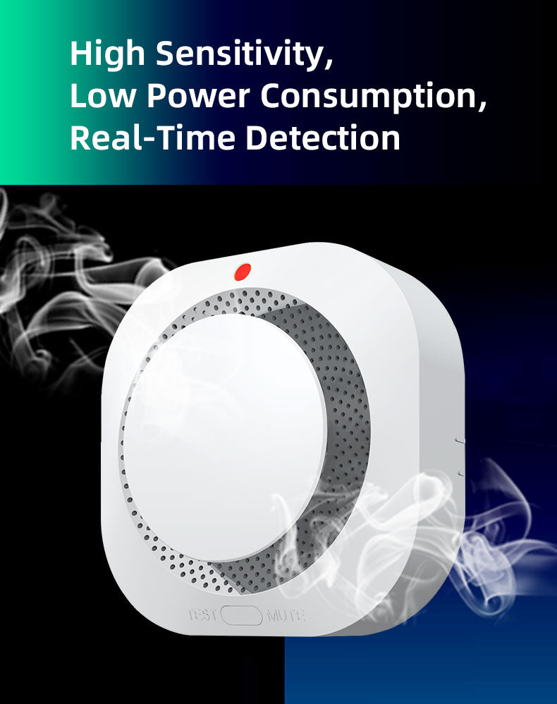 Independent Smoke Detector Sensor | Smart Fire Alarm for Home & Warehouse Security | Replaceable Battery Smoke Alarm Safety Device