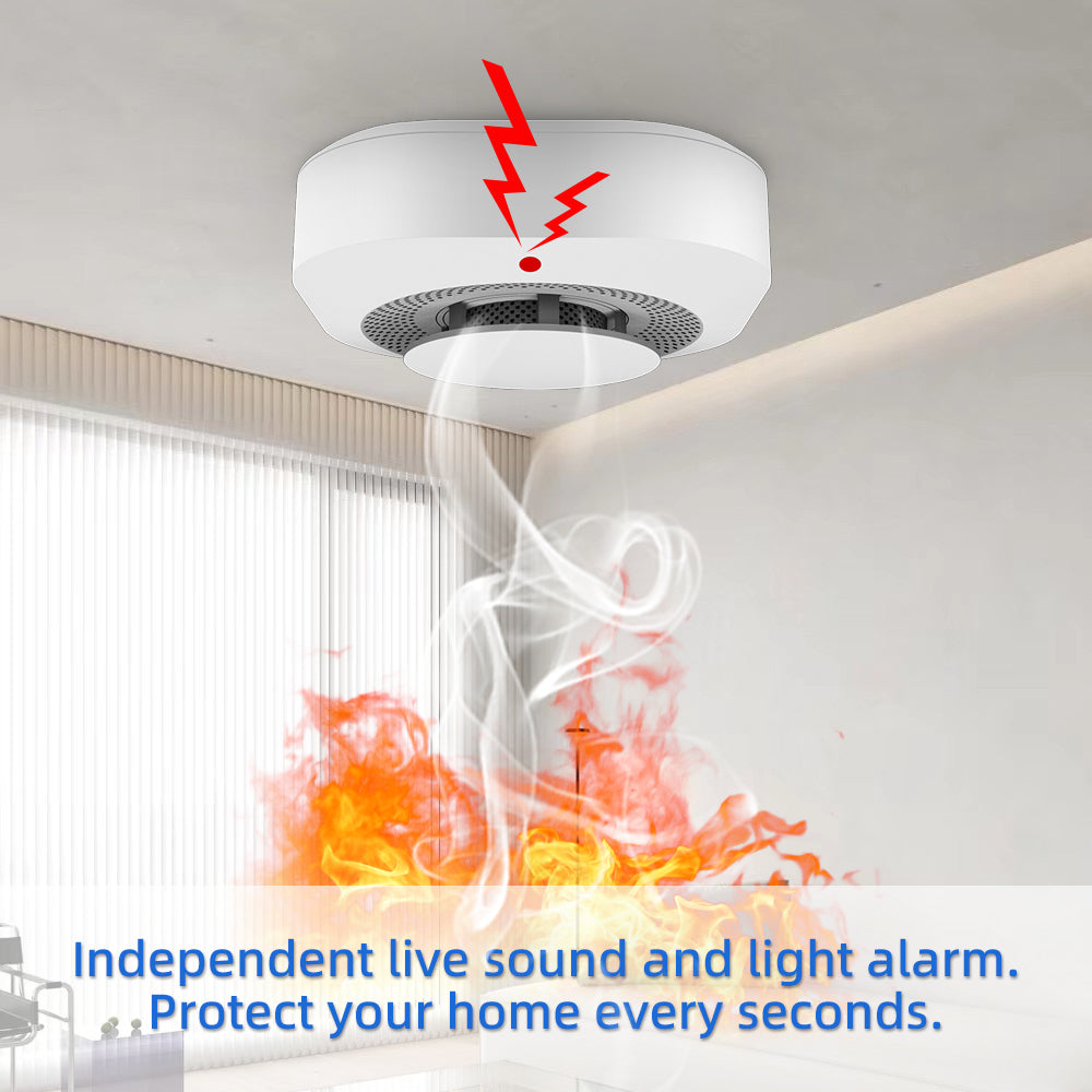 Independent Smoke Detector Sensor | Smart Fire Alarm for Home & Warehouse Security | Replaceable Battery Smoke Alarm Safety Device