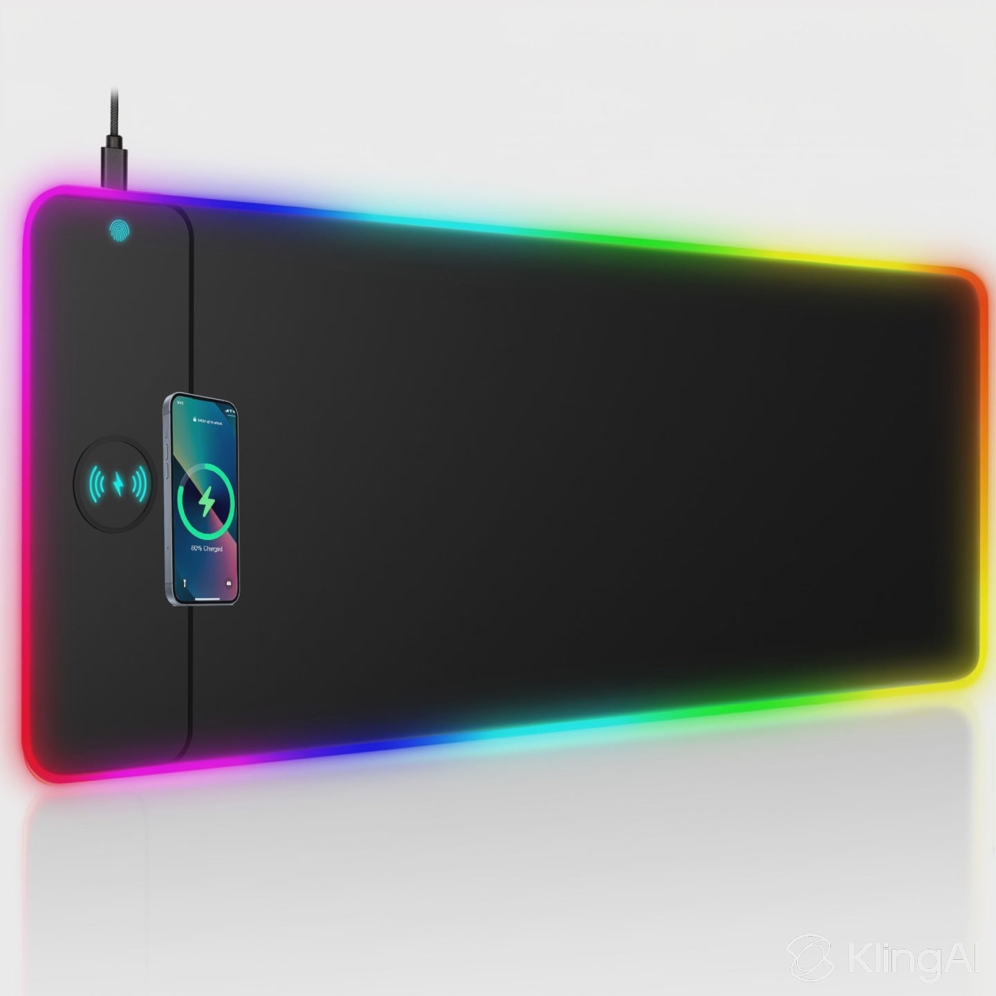 Load video: With this RGB Gaming Mouse Pad with Wireless Charger—a must-have for gamers and tech lovers alike.